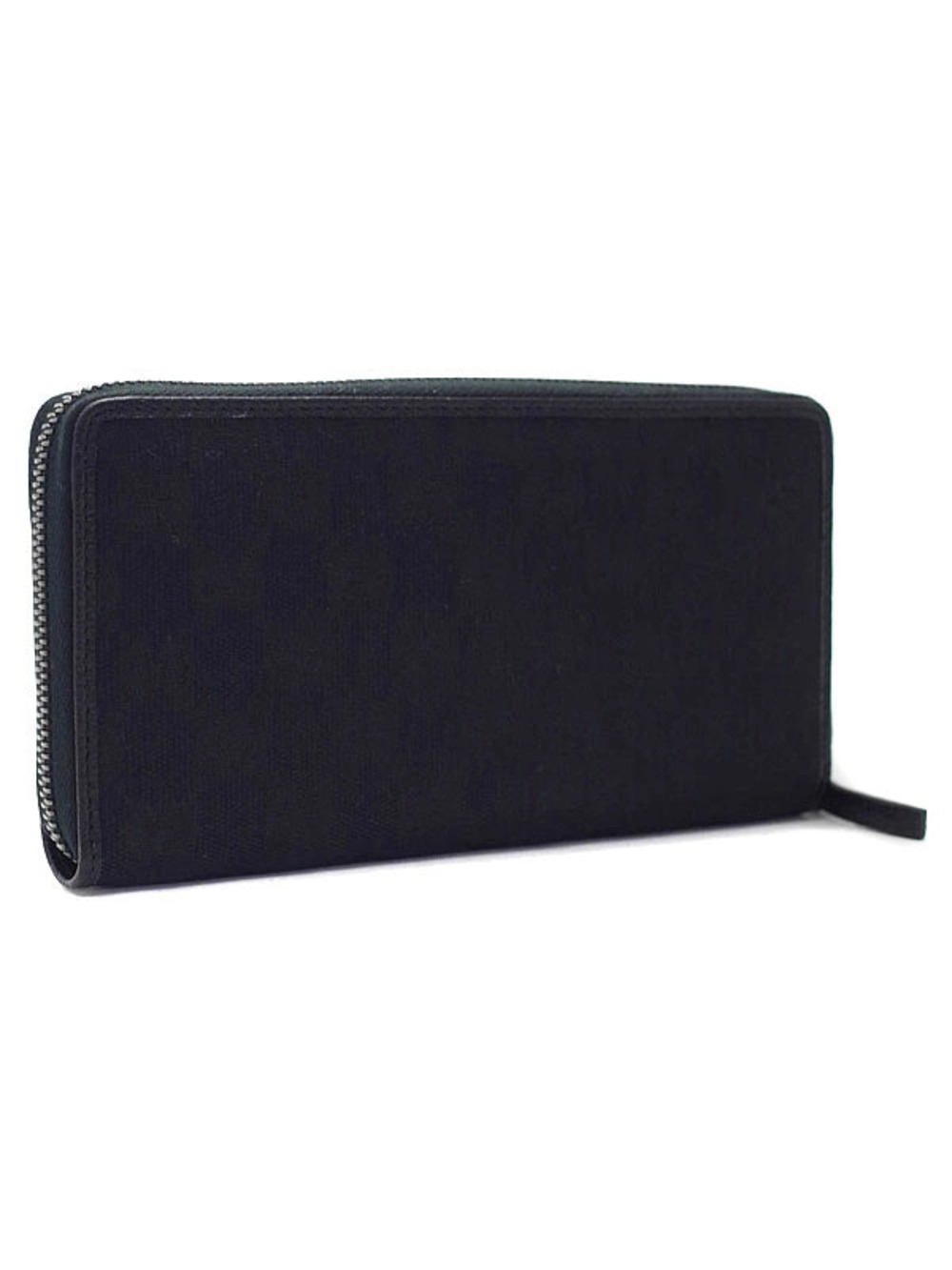Gucci Round Wallet GG Long Canvas Zip Black